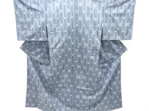 アンティーク　縞模様織り出し手織り紬着物